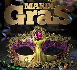 狂欢节海报/传单模板：Mardi Gras Flyer